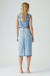 Riveting High Rise Denim Skirt