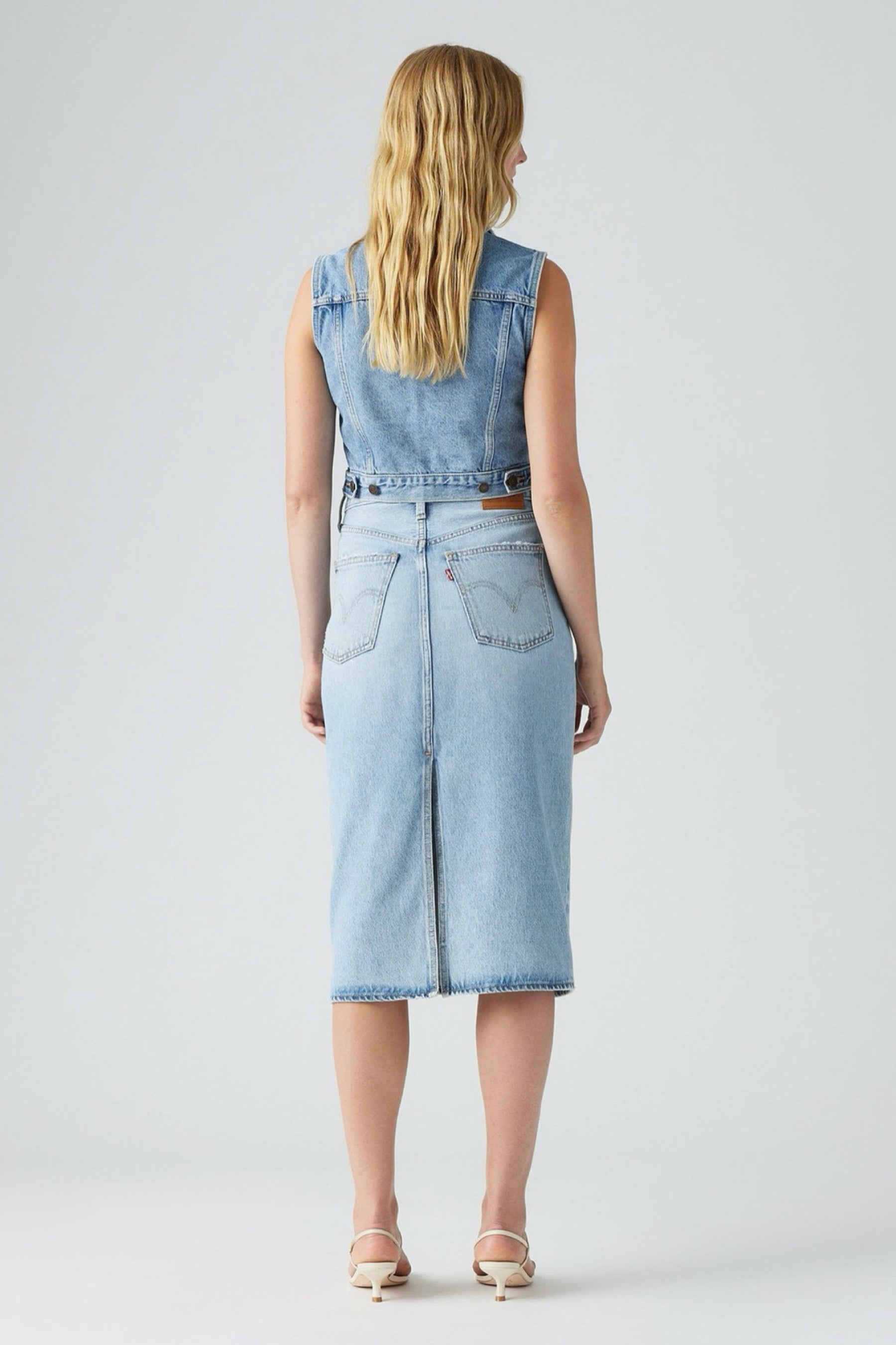 Riveting High Rise Denim Skirt