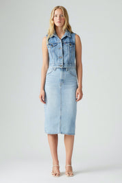 Riveting High Rise Denim Skirt