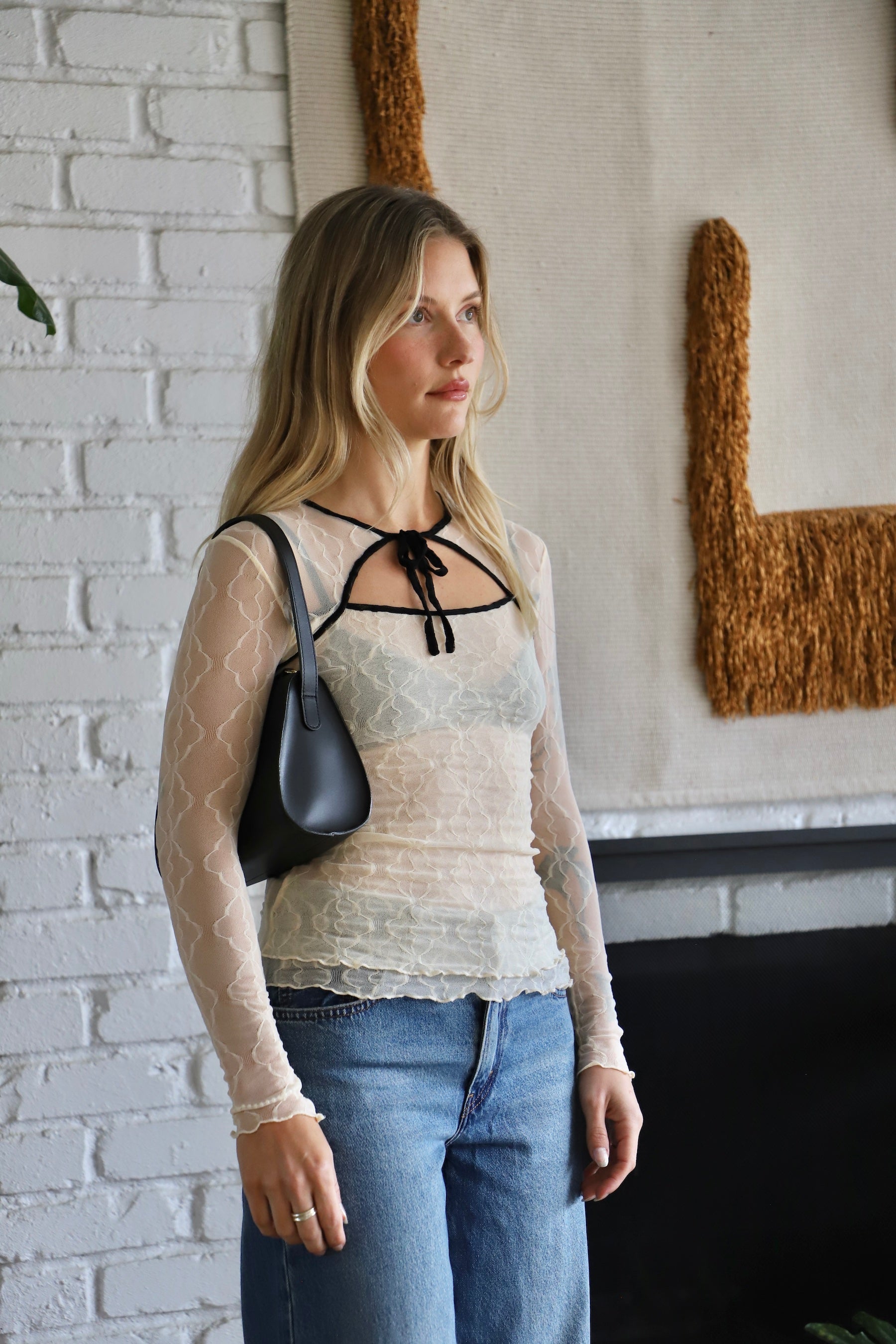 Piped Cloud Mariposa L/S Bow Tee