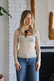 Piped Cloud Mariposa L/S Bow Tee