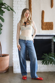 Piped Cloud Mariposa L/S Bow Tee