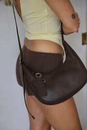 Brown Leather Small Crescent Bag