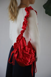 Red Ruched Satin Bag