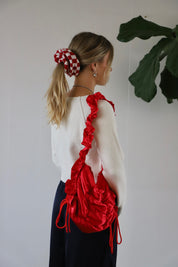 Red Ruched Satin Bag