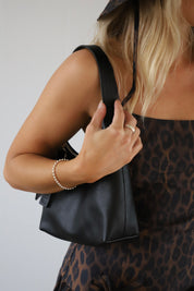 Black Leather Mini Shoulder Bag