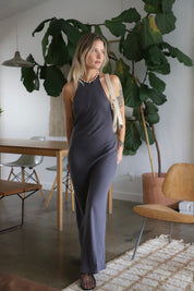Charcoal Rumi Halter Dress