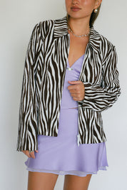 Zebra Long Sleeve Zip Up Top