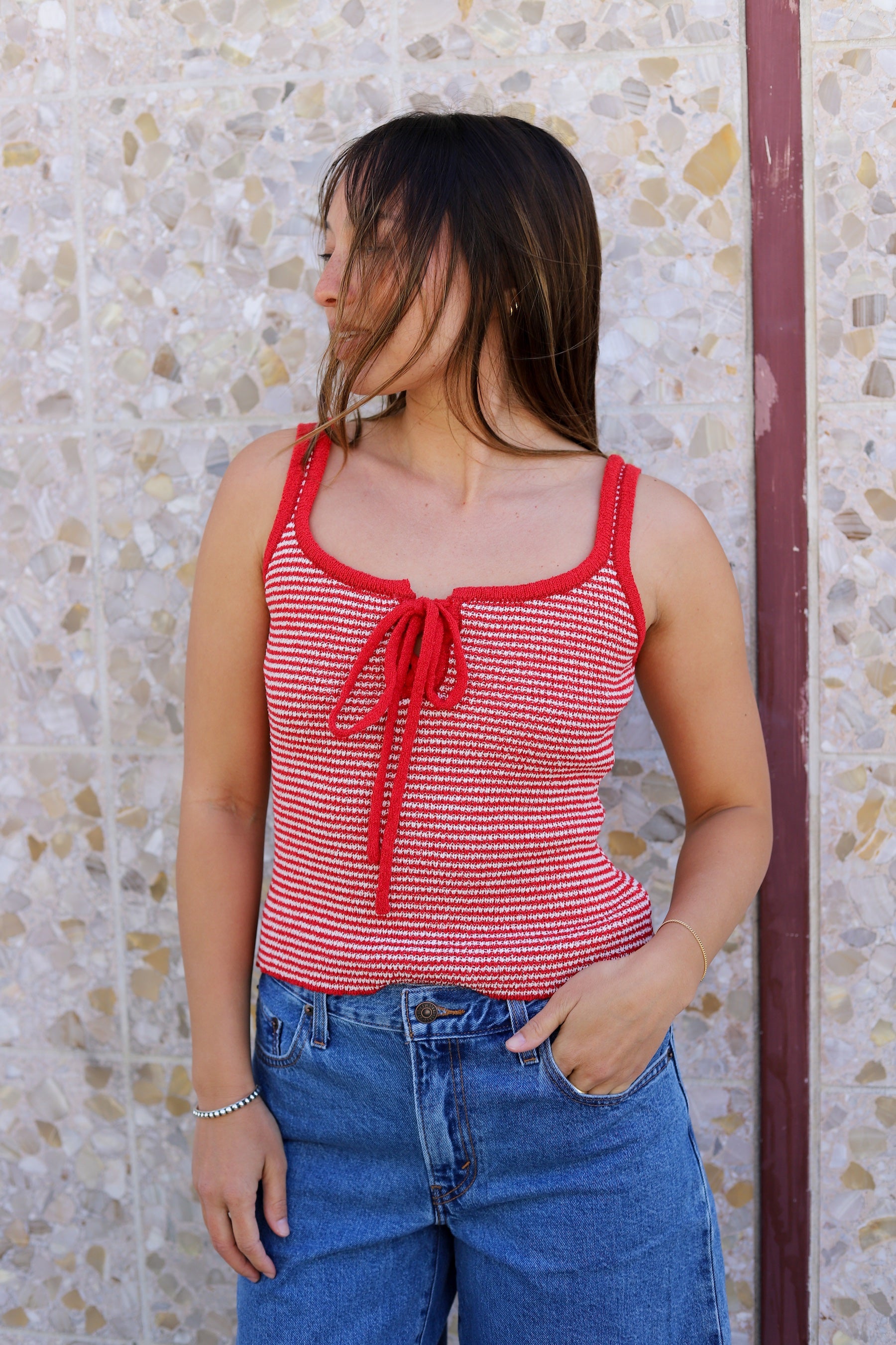 Red Stripe Maisie Tank