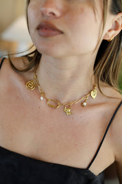 Gold Oyster Pearl Charm