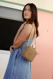 Clay Woven Suede Checker Midi Sac