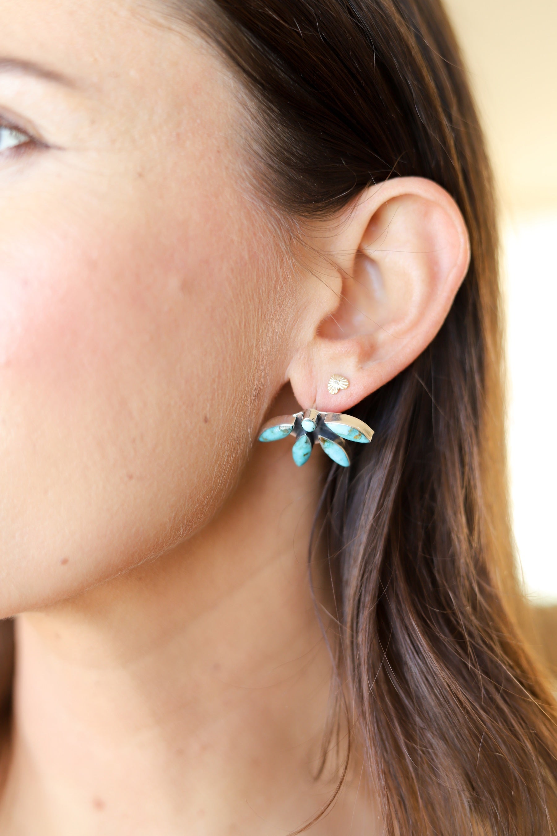 Turquoise Half Flower Earrings