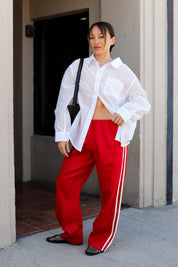 Bell Pepper Linen Stripe Crop Racer Pant