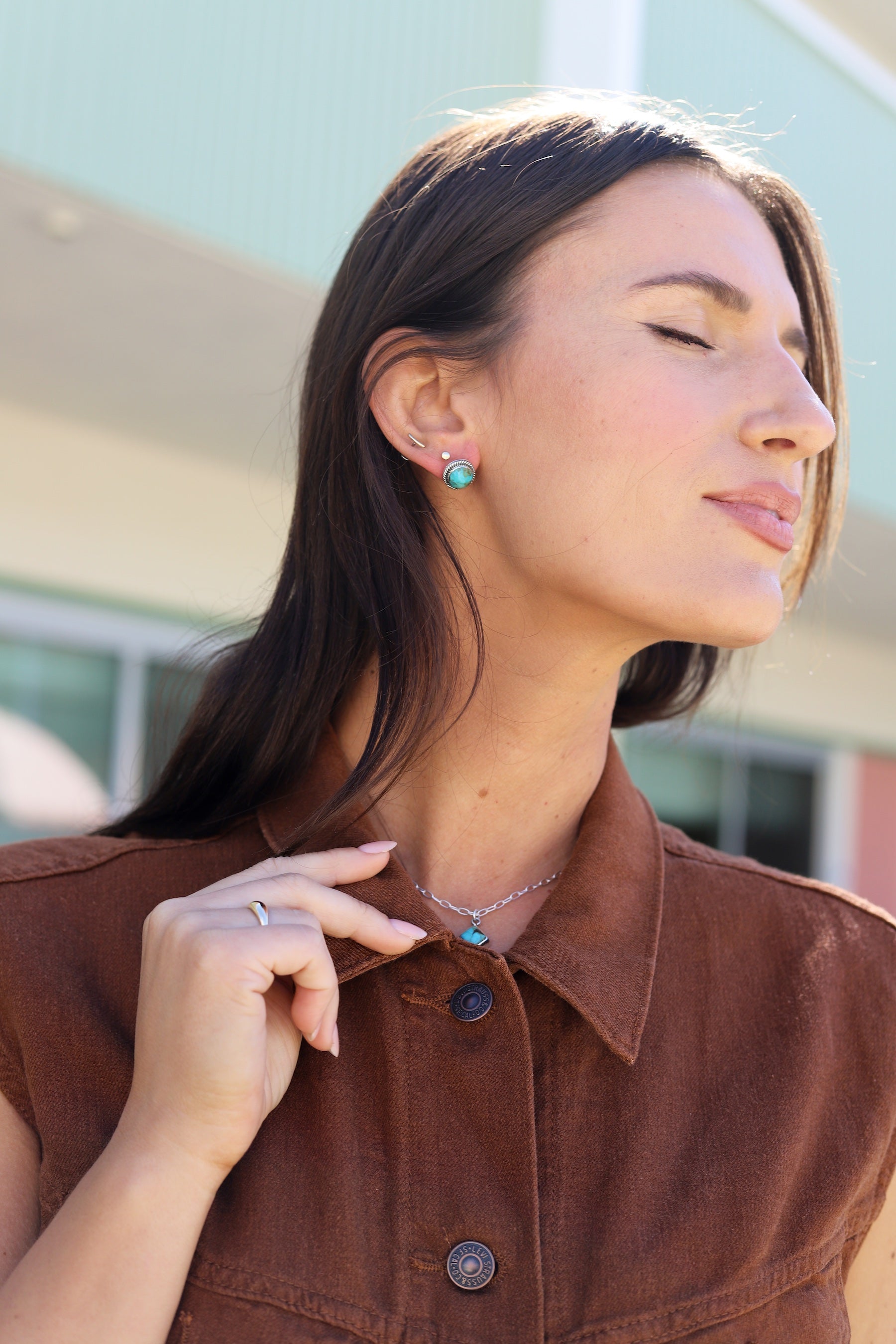 Turquoise Circle Studs