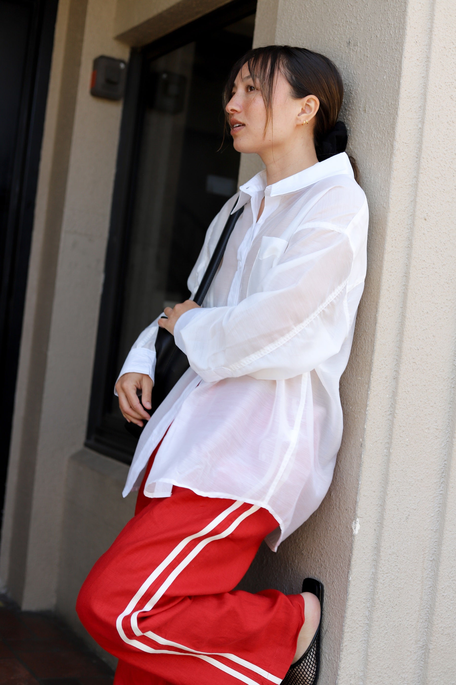 Bell Pepper Linen Stripe Crop Racer Pant