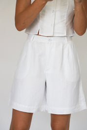 White Horizon Linen Short