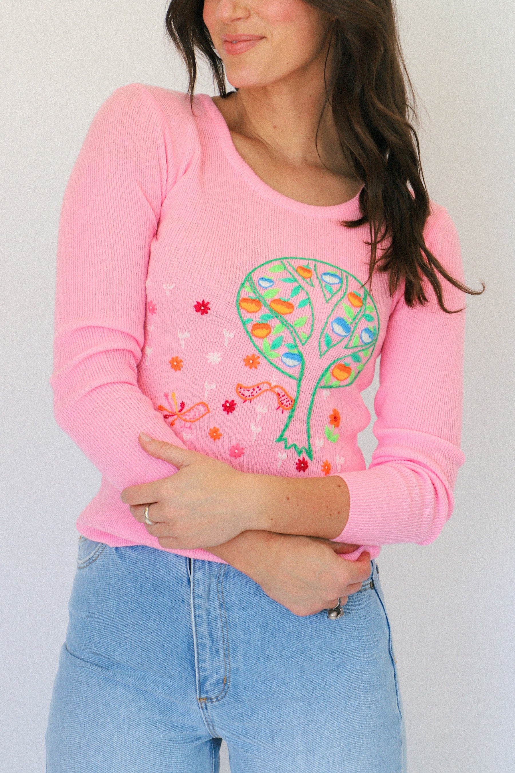 Pink Hand Stitched Sweater
