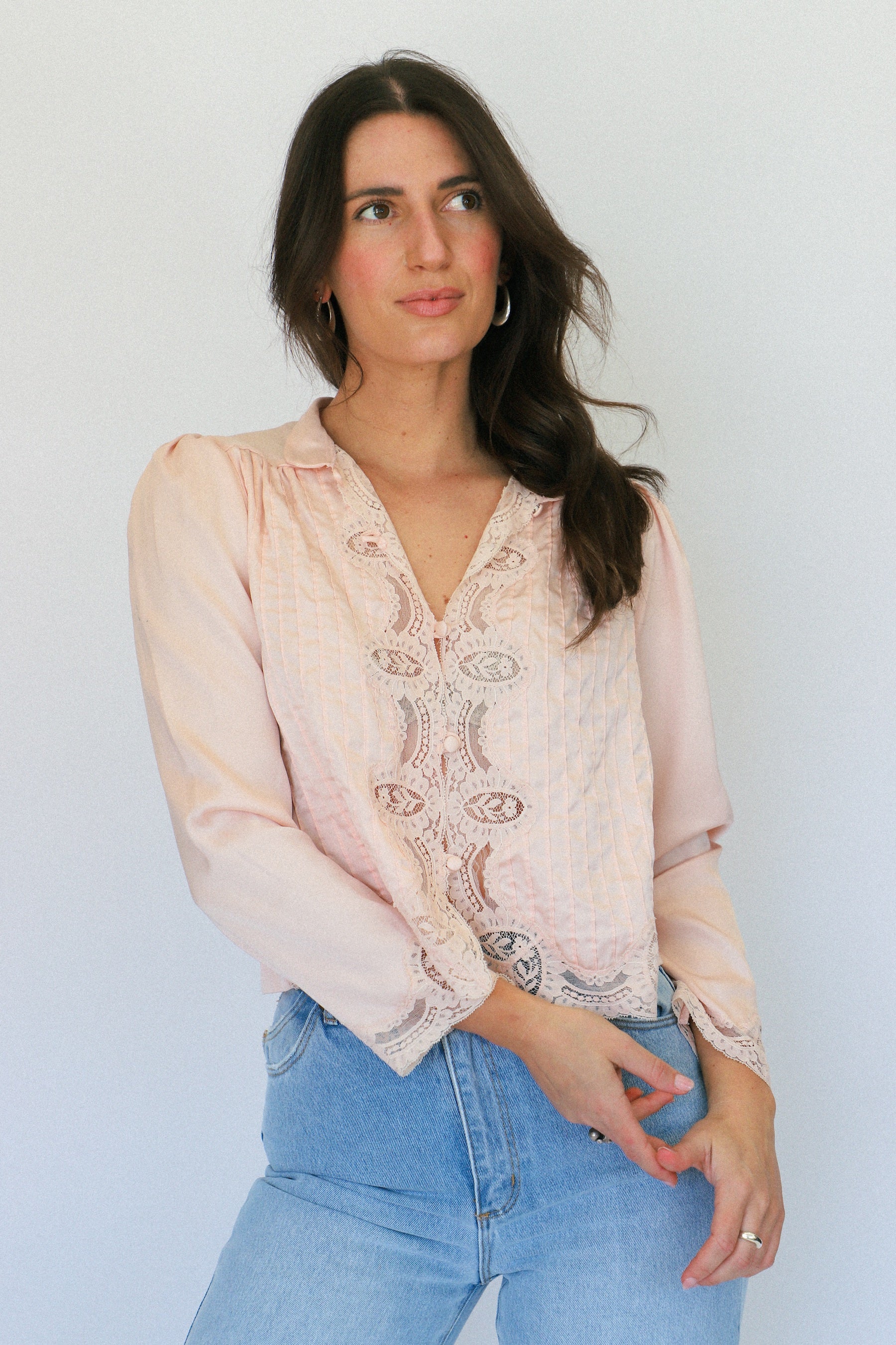 Pale Pink Lace Blouse