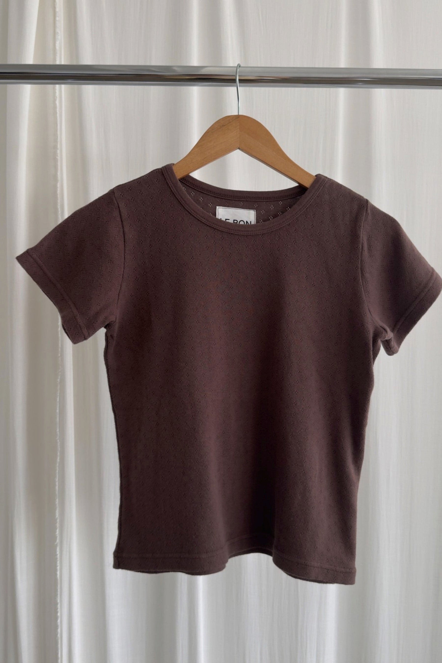Chocolate Pointelle Babe Tee