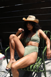 Metallic Moss Stripe Nadine Bikini
