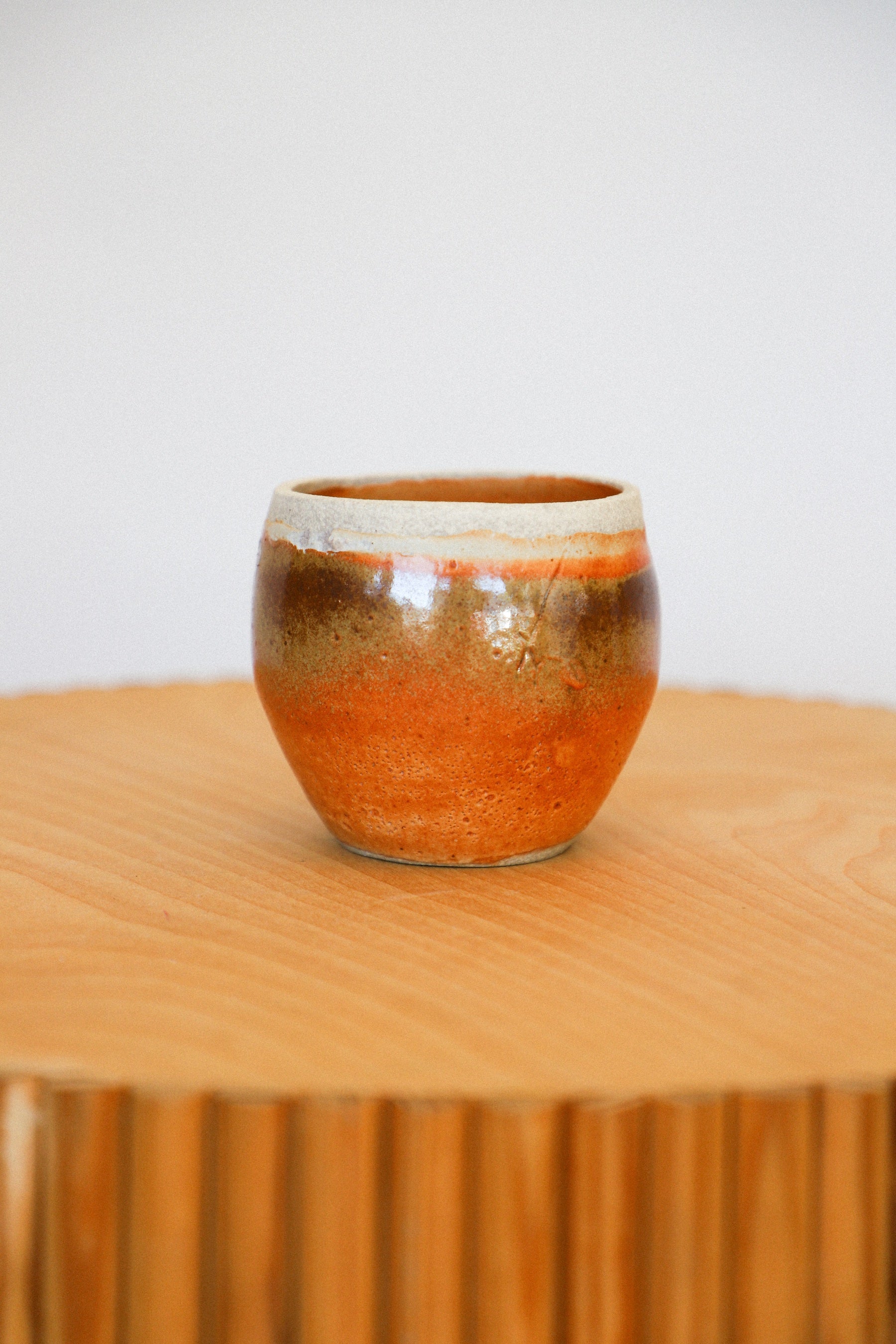 Orange Glazed Mini Pot