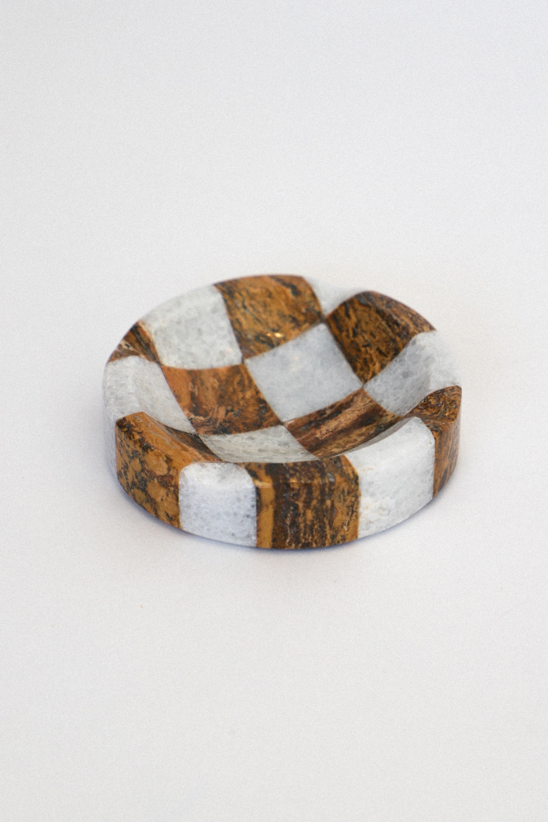 Brown + White Onyx Check Ashtray