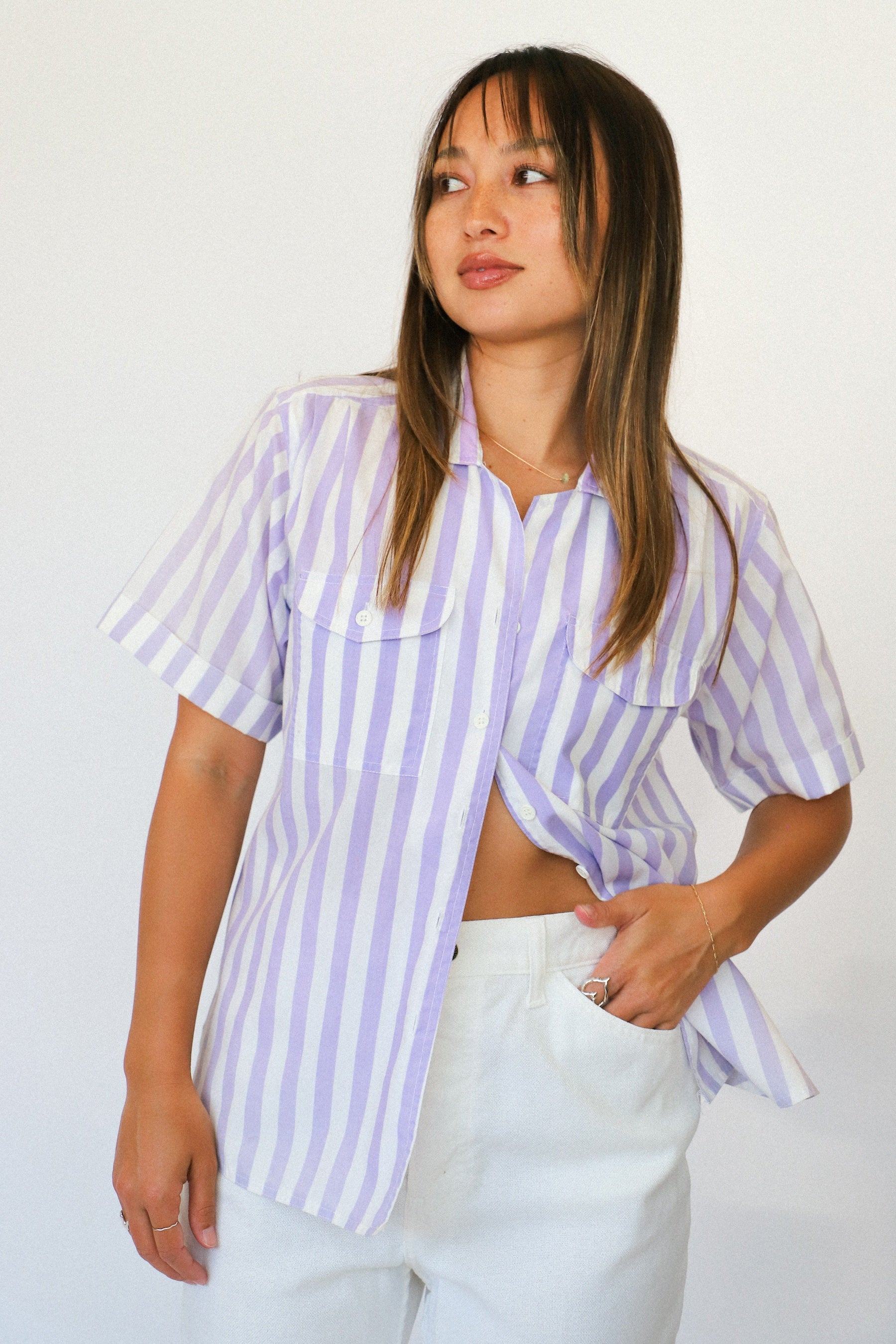 Lavender Stripe Button Down
