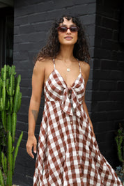 Brown Via Midi Dress