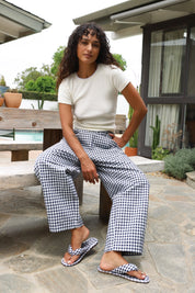 Navy Gingham Arc Pant