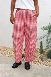 Red Gingham Arc Pant