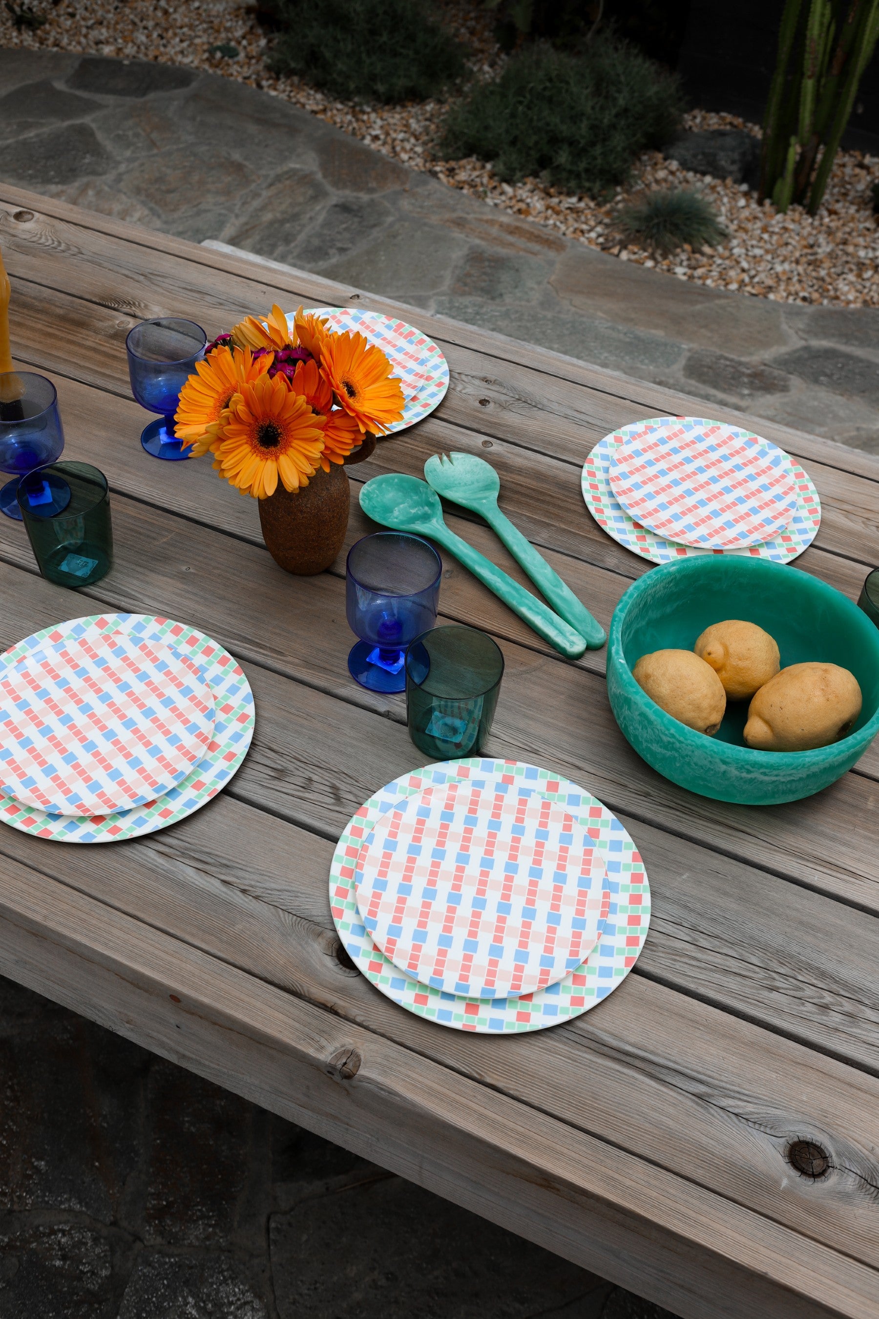 Large Teal Serving Bowl