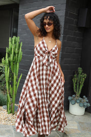 Brown Via Midi Dress