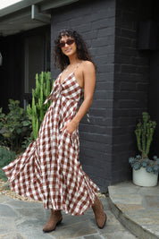 Brown Via Midi Dress