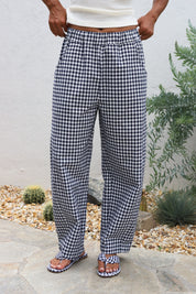 Navy Gingham Arc Pant