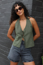 Olive Louise Check Halter