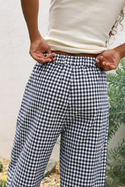 Navy Gingham Arc Pant