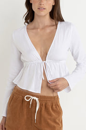 White Belle Tie Front Top