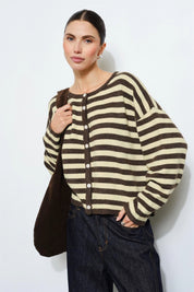 Yellow Stripe Paisley Cardigan
