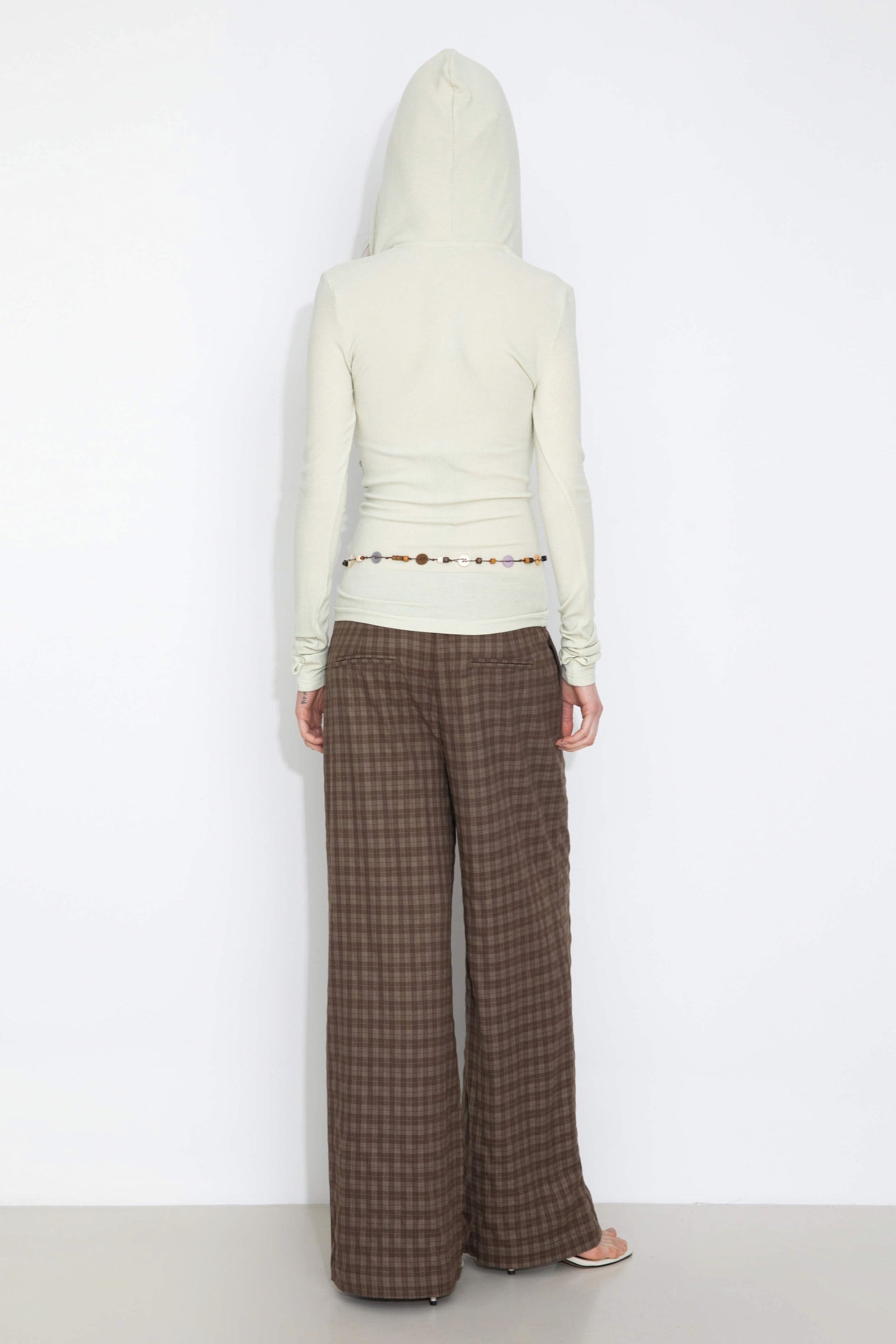 Checkered Drawstring Wide Leg