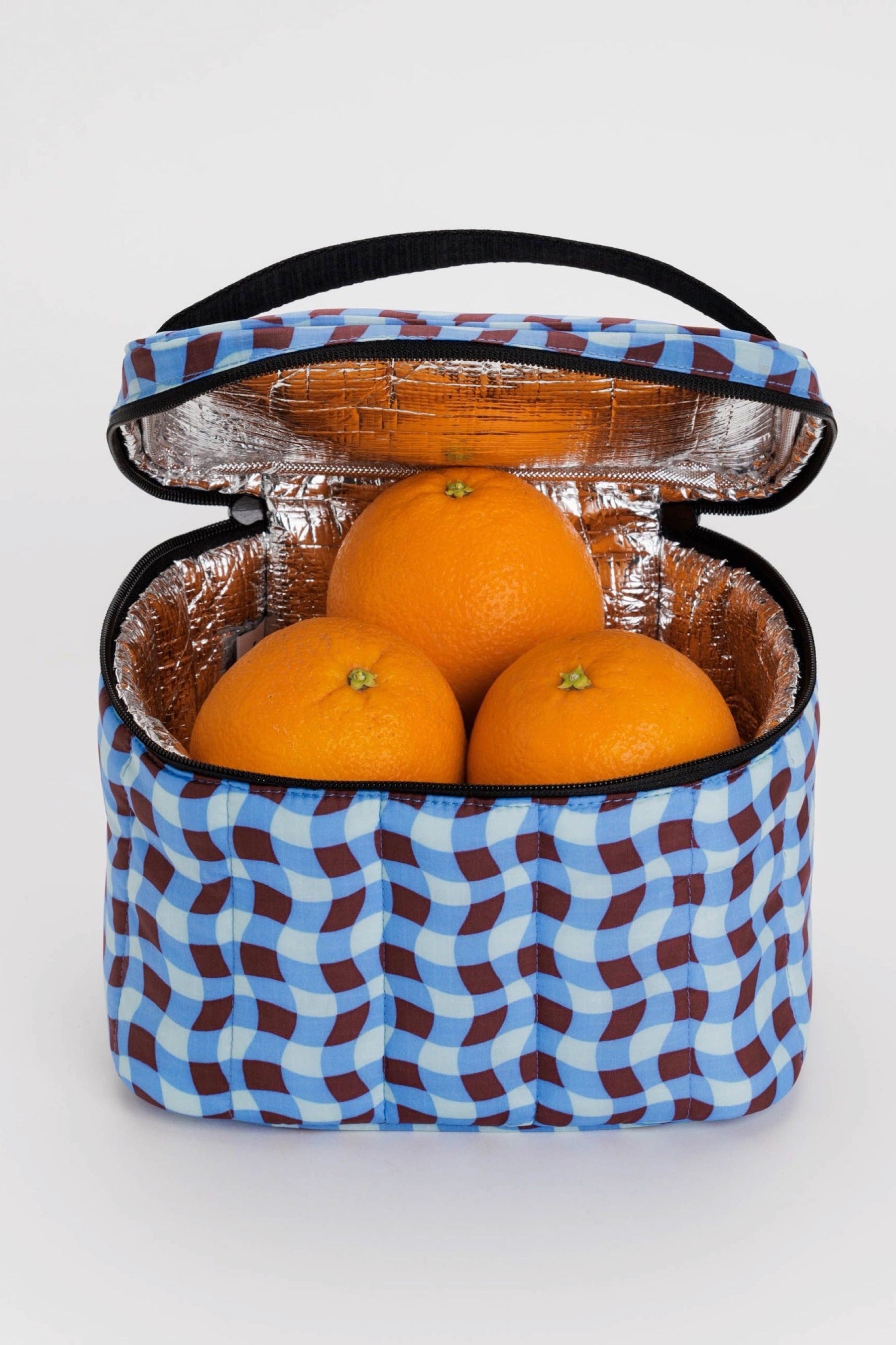 Blue Wavy Gingham Puffy Lunch Bag