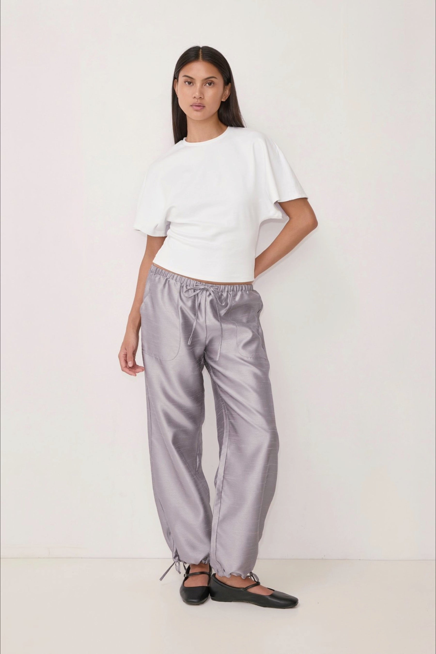 Grey Taffeta Kylie Pant