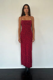 Red Floral Flock Darsih Dress