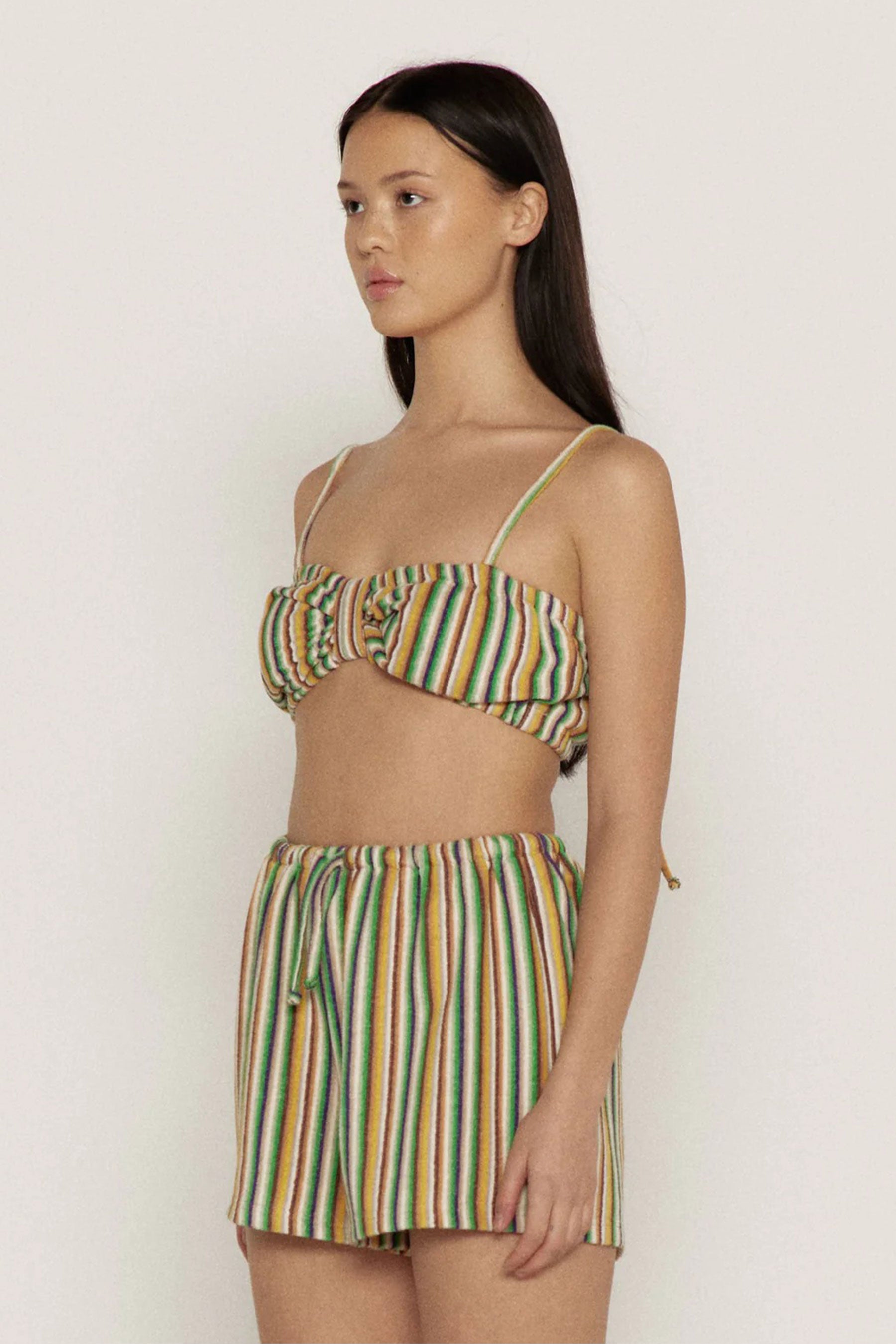 Green Stripe Terry Bra Top