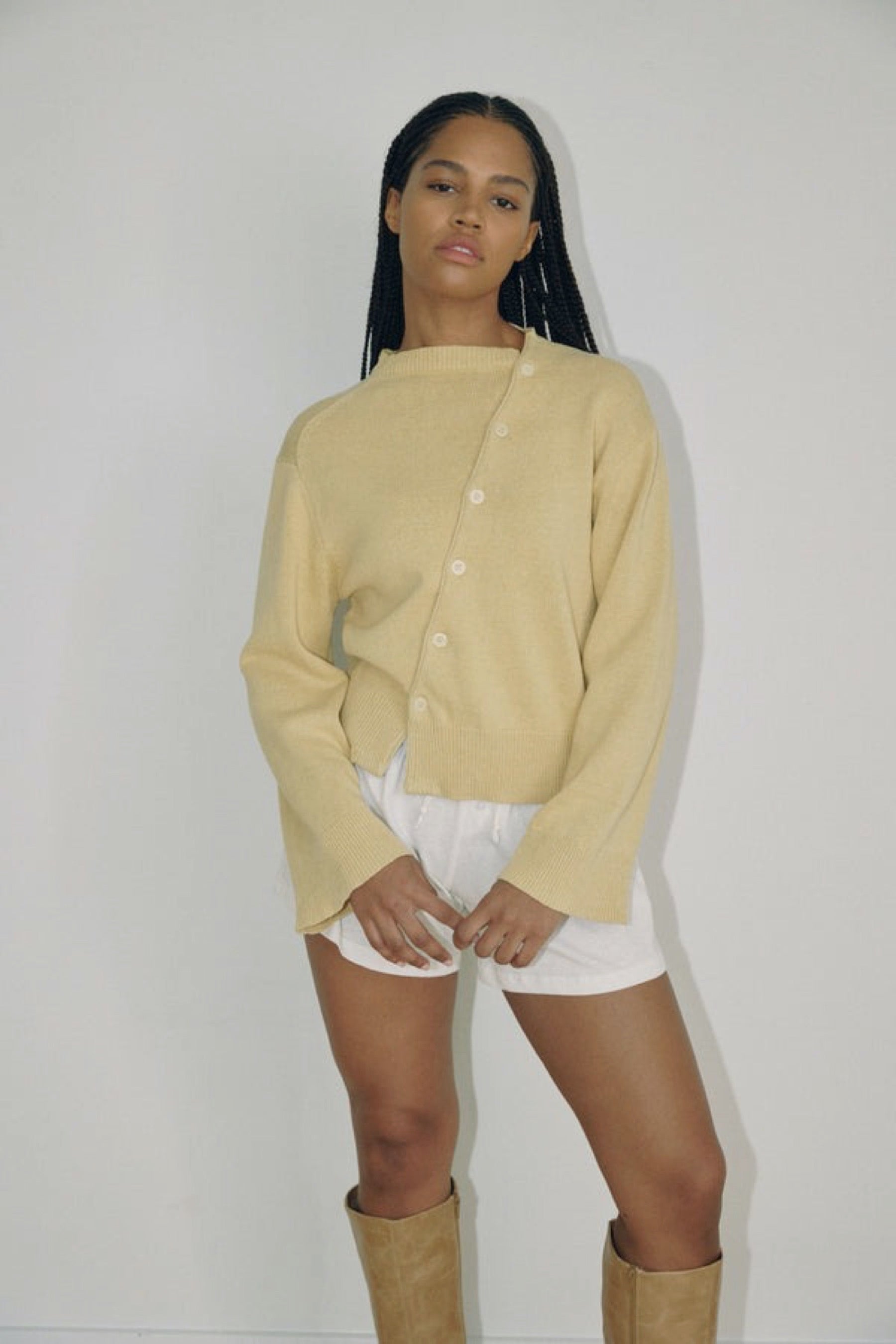 Wheat Asymmetrical Knit