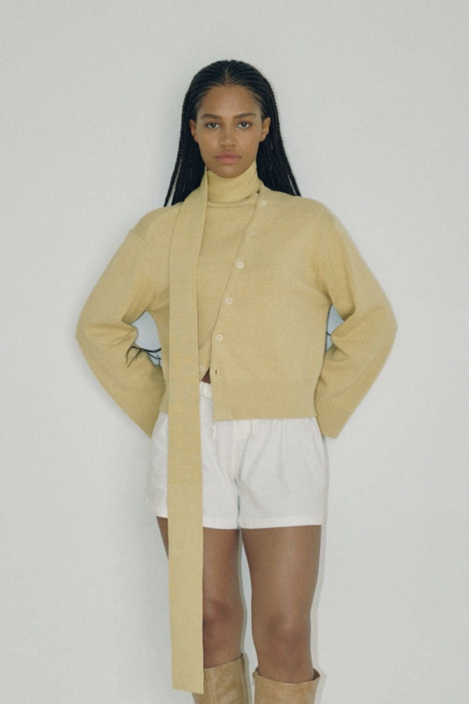 Wheat Asymmetrical Knit