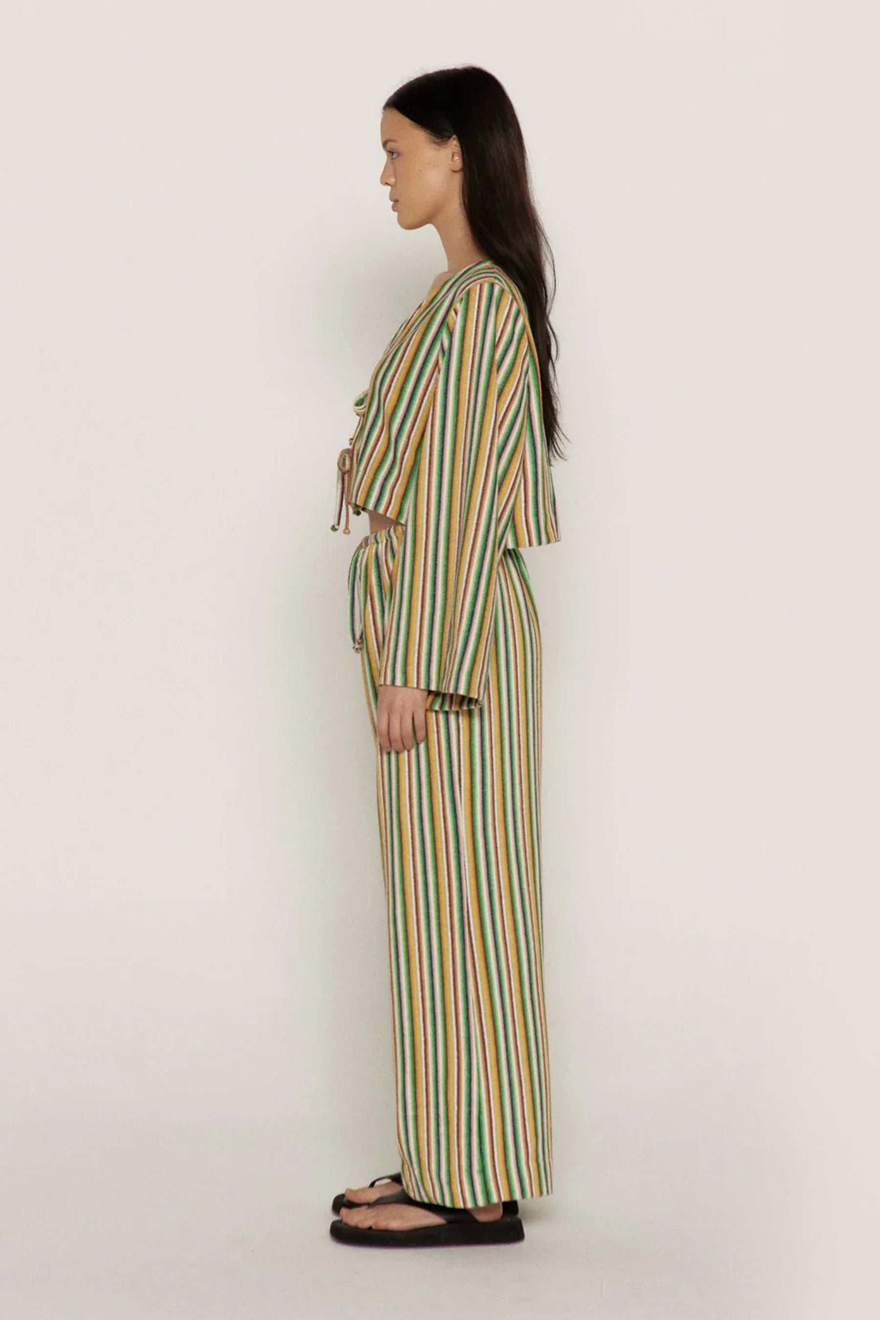 Green Stripe Terry Trouser