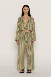 Green Stripe Terry Trouser