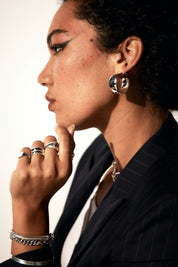 Silver XL Dome Hoops