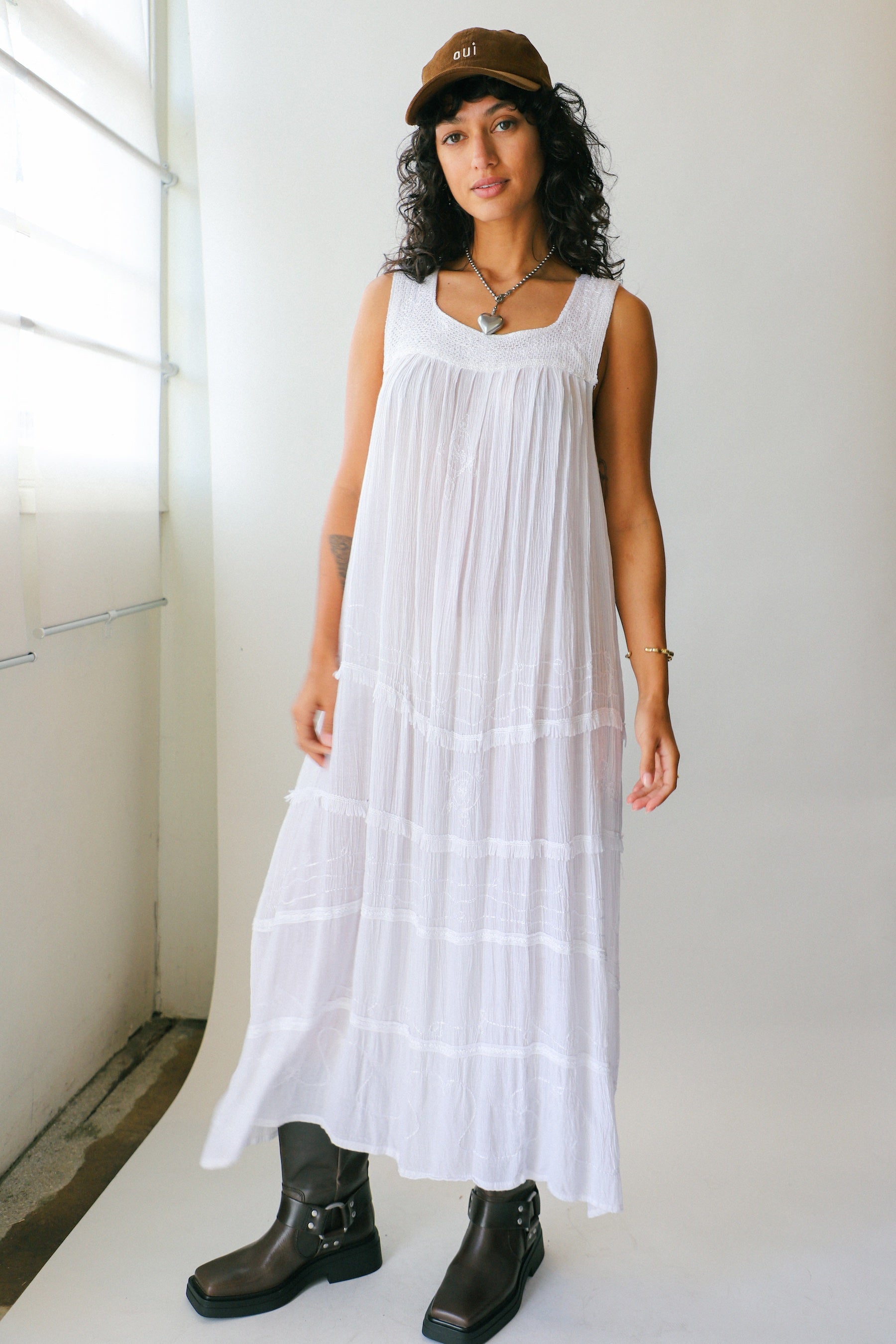 White Embroidered Cleopatra Dress