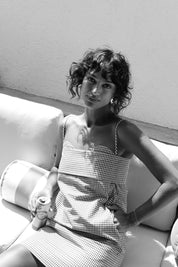 Navy Gingham Verona Short Dress